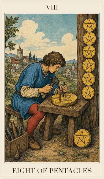 Eight of Pentacles tarot card