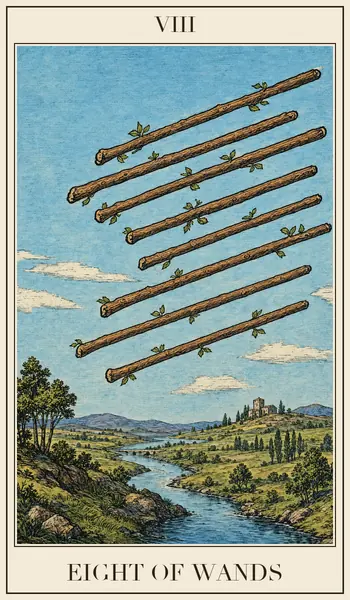 Eight of Wands tarot card