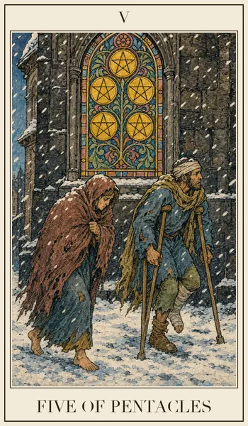 Five of Pentacles tarot card