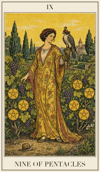 Nine of Pentacles tarot card