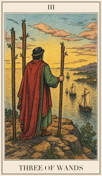 Three of Wands tarot card