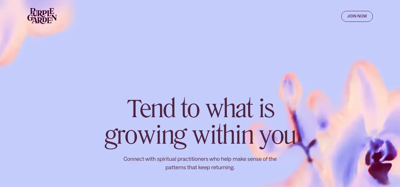 Purple Garden home page with the Join now button